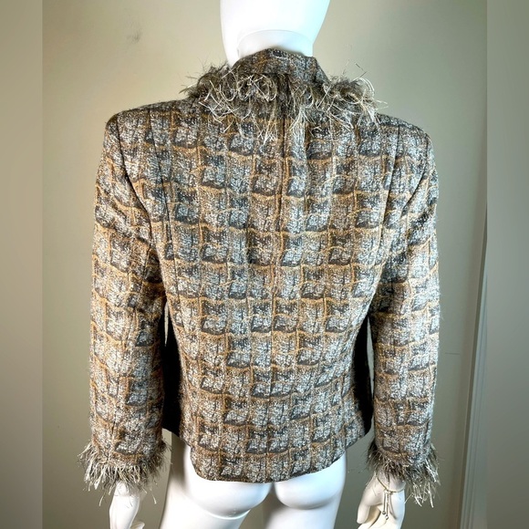 JULIANA COLLEZIONE Wool Mohair Blend TEXTURED Gold Fringe JACKET BLAZER Sz 2 - Picture 9 of 16